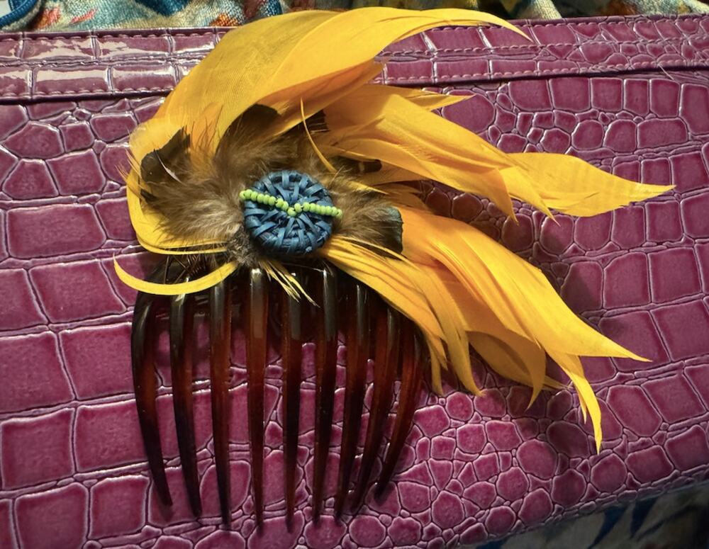 Colette Malouf Feather Fur Hair Comb NWOT